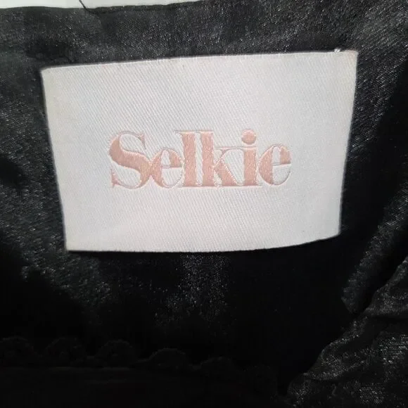 Selkie The Caviar Black Puff Dress Sz S Organza Babydoll Square Neck Fairycore - Picture 3 of 8
